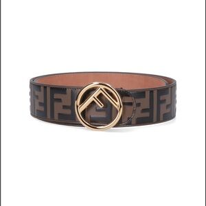 Fendi Embossed Logo Leather Belt
